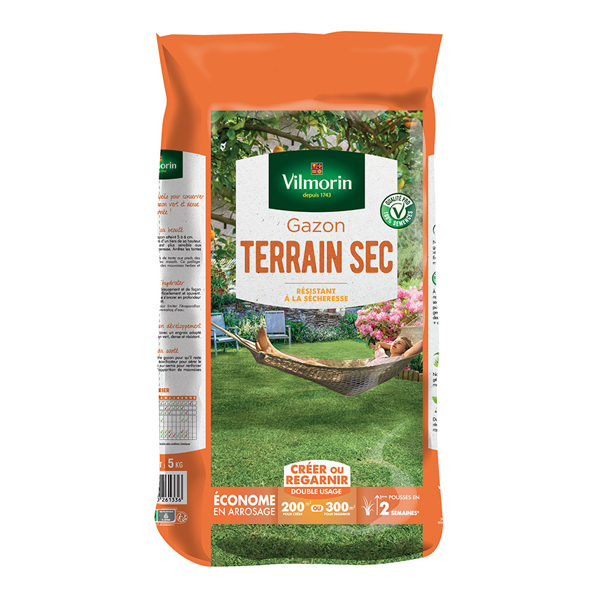 Gazon Vilmorin Rustique - Lot De 2 Sacs De 5kg (10kg), Pour Pelouse Robuste Et Dense, Création Et Regarnissage