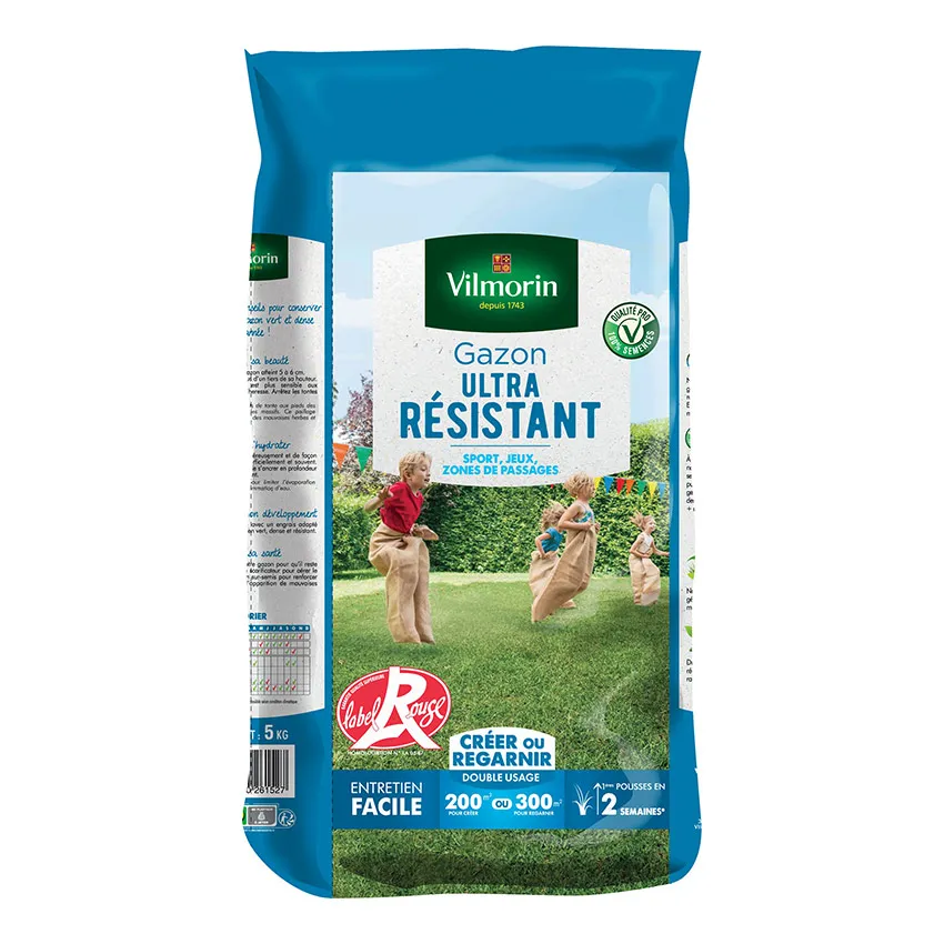 Gazon ultra rÃ©sistant   Label Rouge 5kg pour 200mÂ²