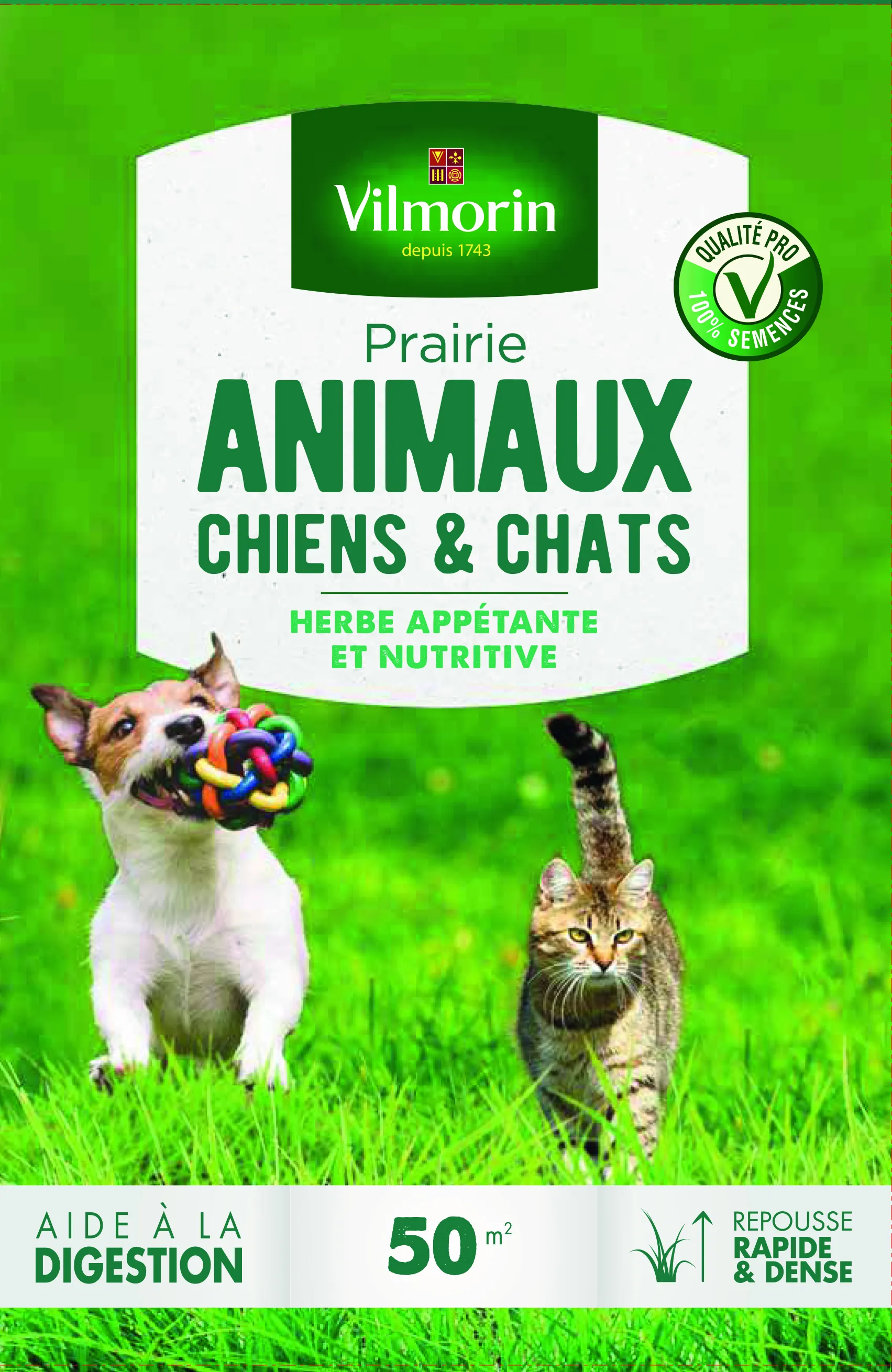 Gazon SpÃ©cial Animaux ''Prairie pour Chiens   Chats'' VILMORIN 50 mÂ²