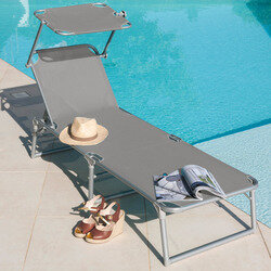 Bain de soleil aluminium KSAR gris galet + pare-soleil - OOGarden