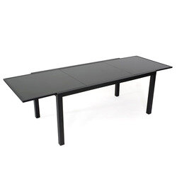 Table de Jardin PALERME en Aluminium et Verre - 165/245cm - Anthracite - OOGarden