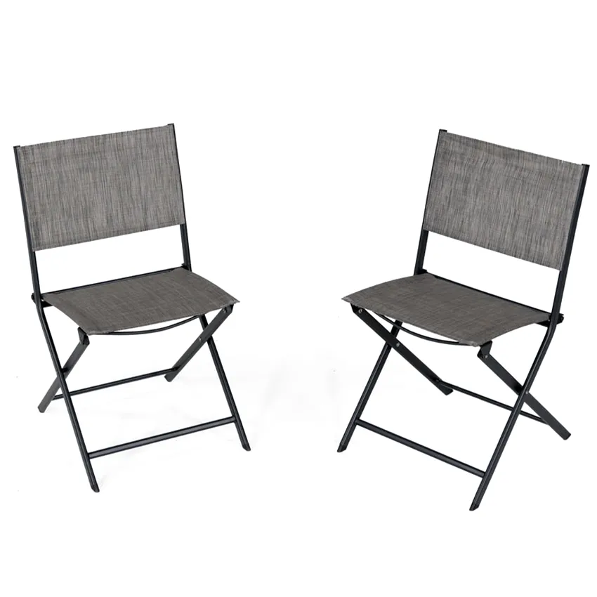 Set aus 2 Klappstühlen aus Stahl ANTALYA anthrazit taupe