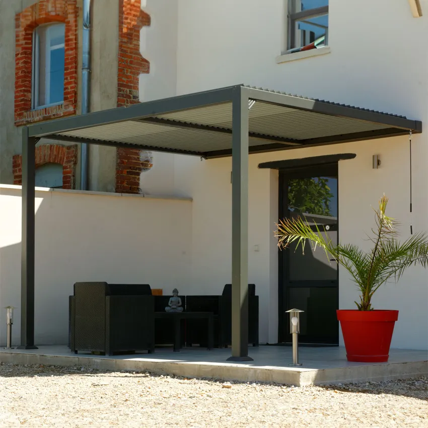Pergola Bioclimatique AdossÃ©e 3x3,6m   Gris