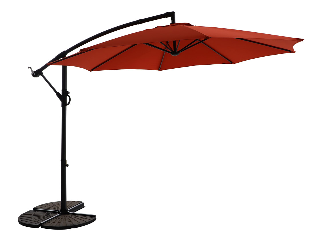 Parasol Déporté Mendler HWC-A96 3x3 M (portée 4,3 M) – Terracotta, Toile Polyester 220g/m², Aluminium, Inclinable