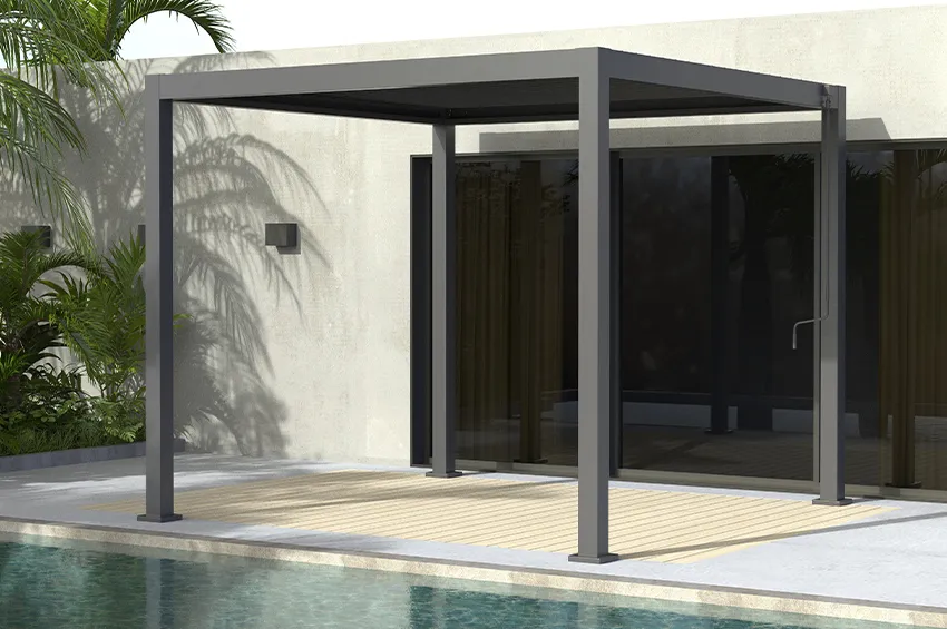 Pergola Bioclimatique Autoportante aluminium acier 3x3m   Anthracite
