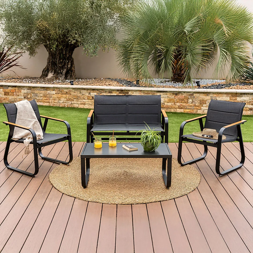 Salon bas de jardin SAN MARCO en Aluminium   4 places   Coloris Noir
