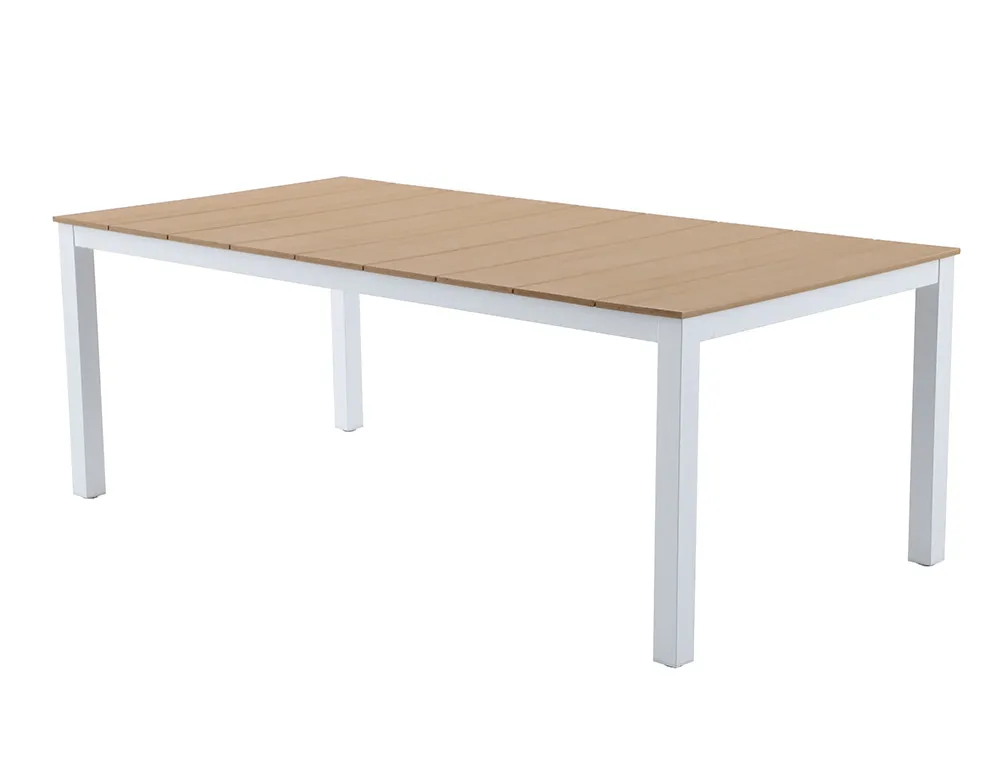 Tisch ROMA aus Aluminum Weiß und Holz 2m