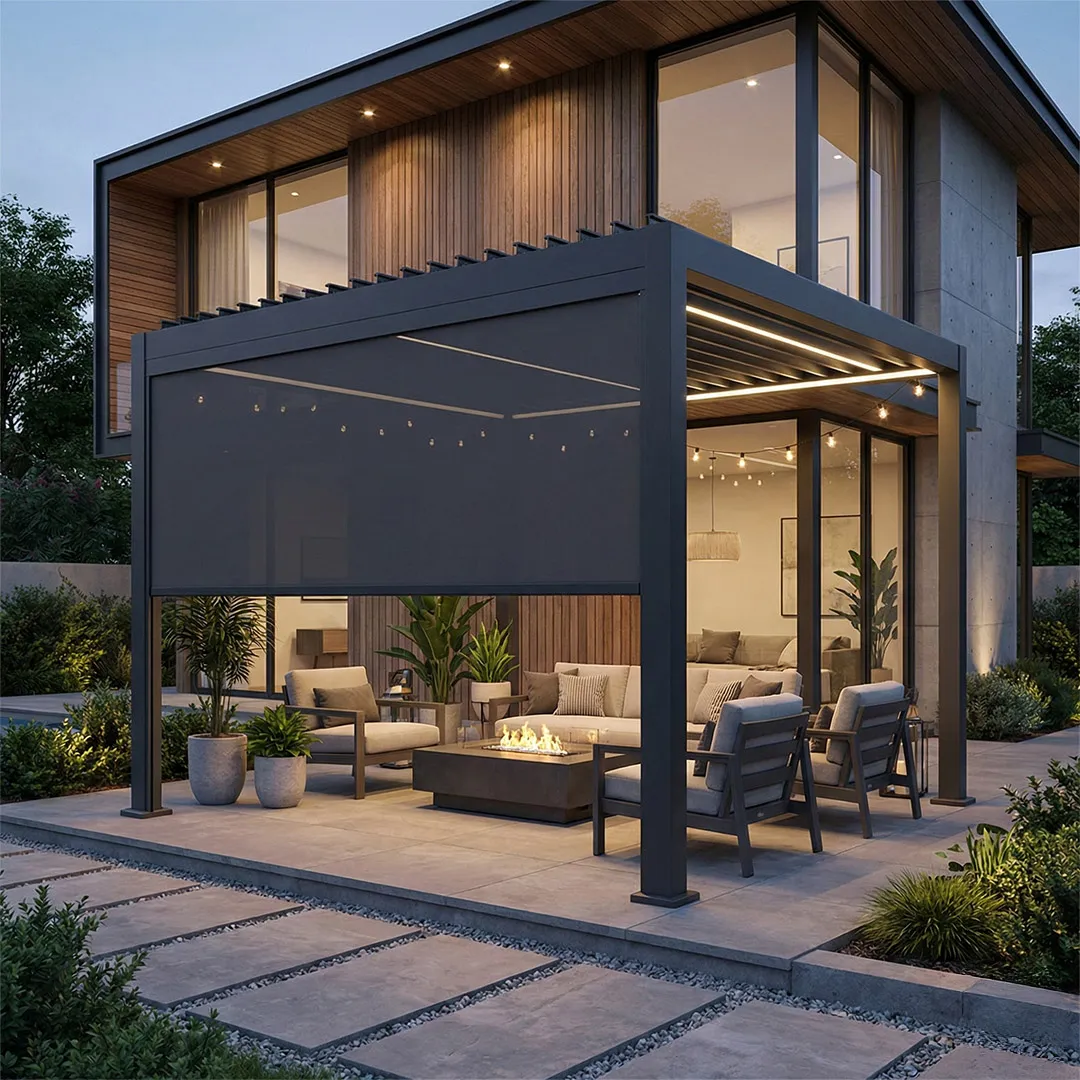 Store de 3m pour Pergola Aluminium Textilène Gris Anthracite