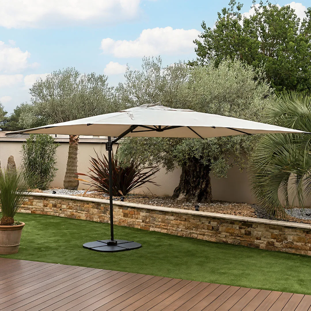 Parasol DÃ©portÃ© en Acier REUNION   3x4m   Coloris Sable