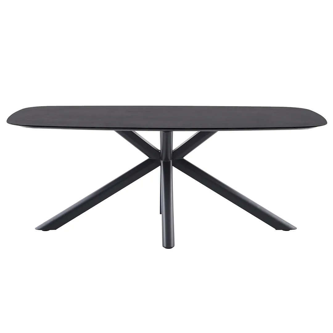Table de Jardin MIGOSA en Aluminium Imitation Pierre 194cm Anthracite