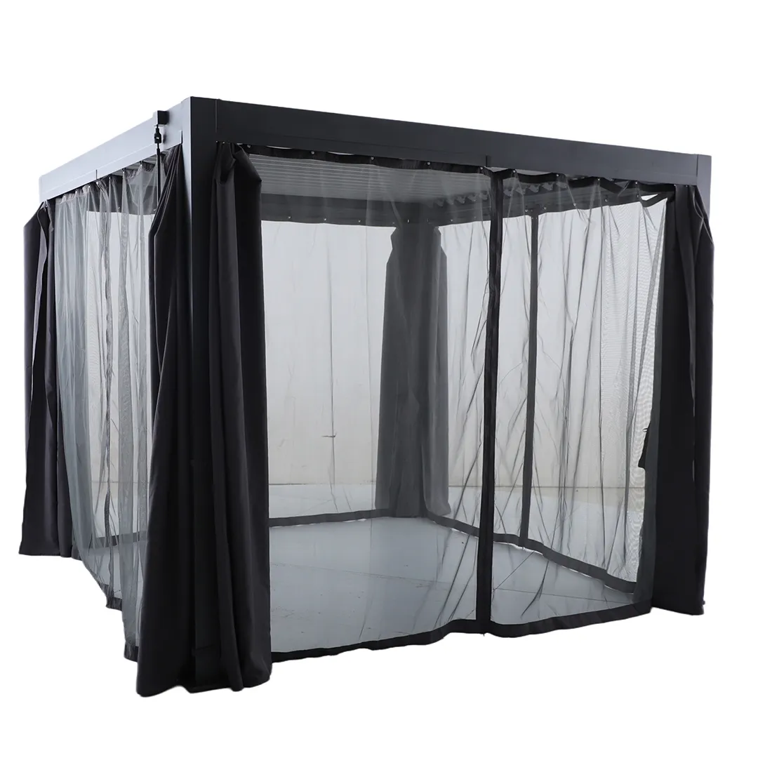 Set rails, moustiquaire et rideaux pour pergola bioclimatique 3x3m