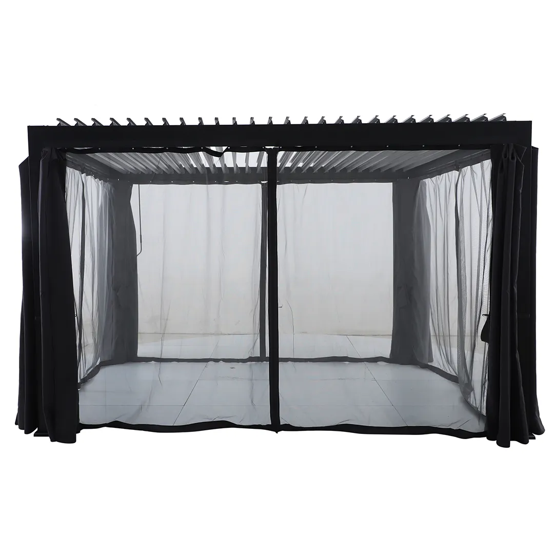 Set rails, moustiquaire et rideaux pour pergola bioclimatique 3x4m