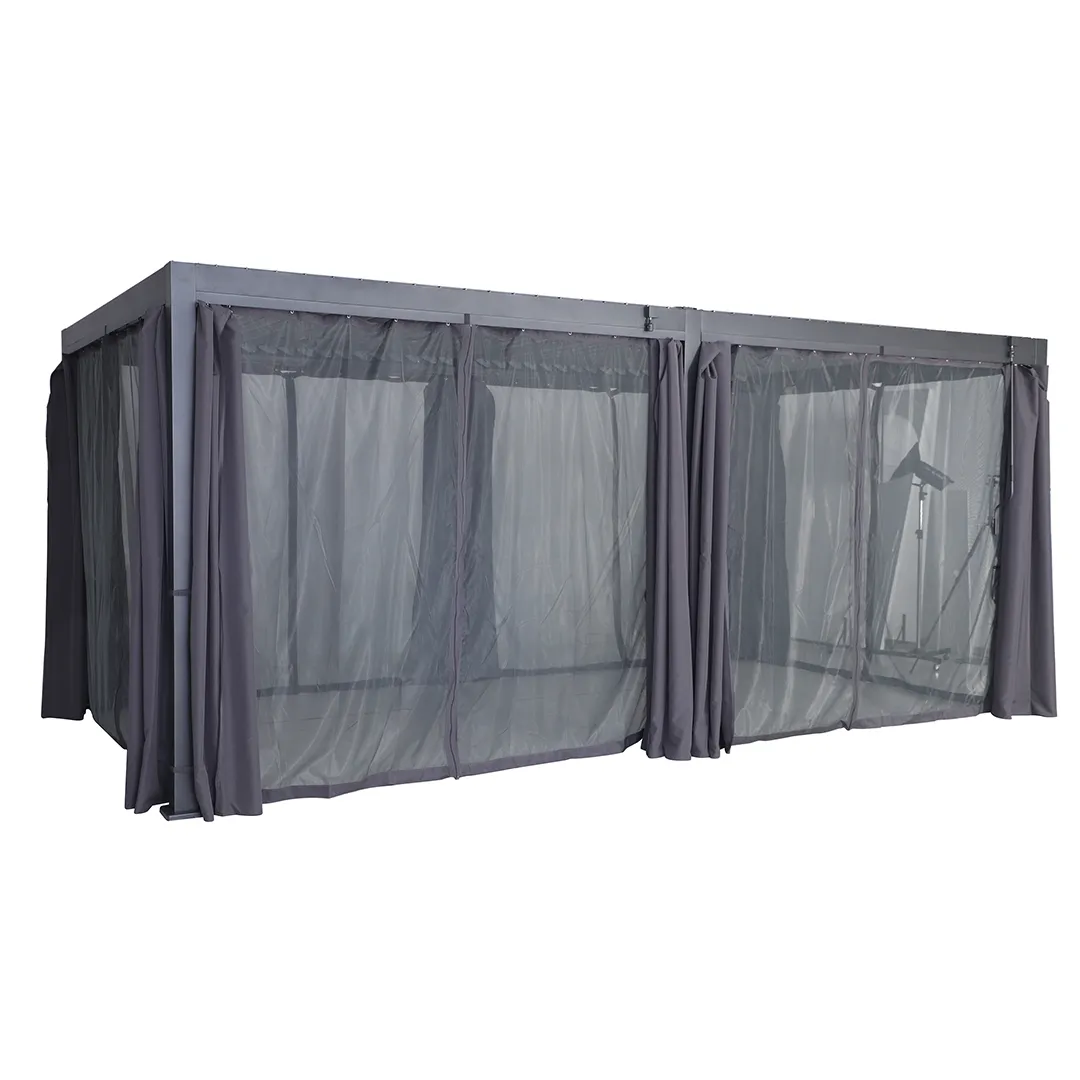 Set rails, moustiquaire et rideaux pour pergola bioclimatique 3x6m