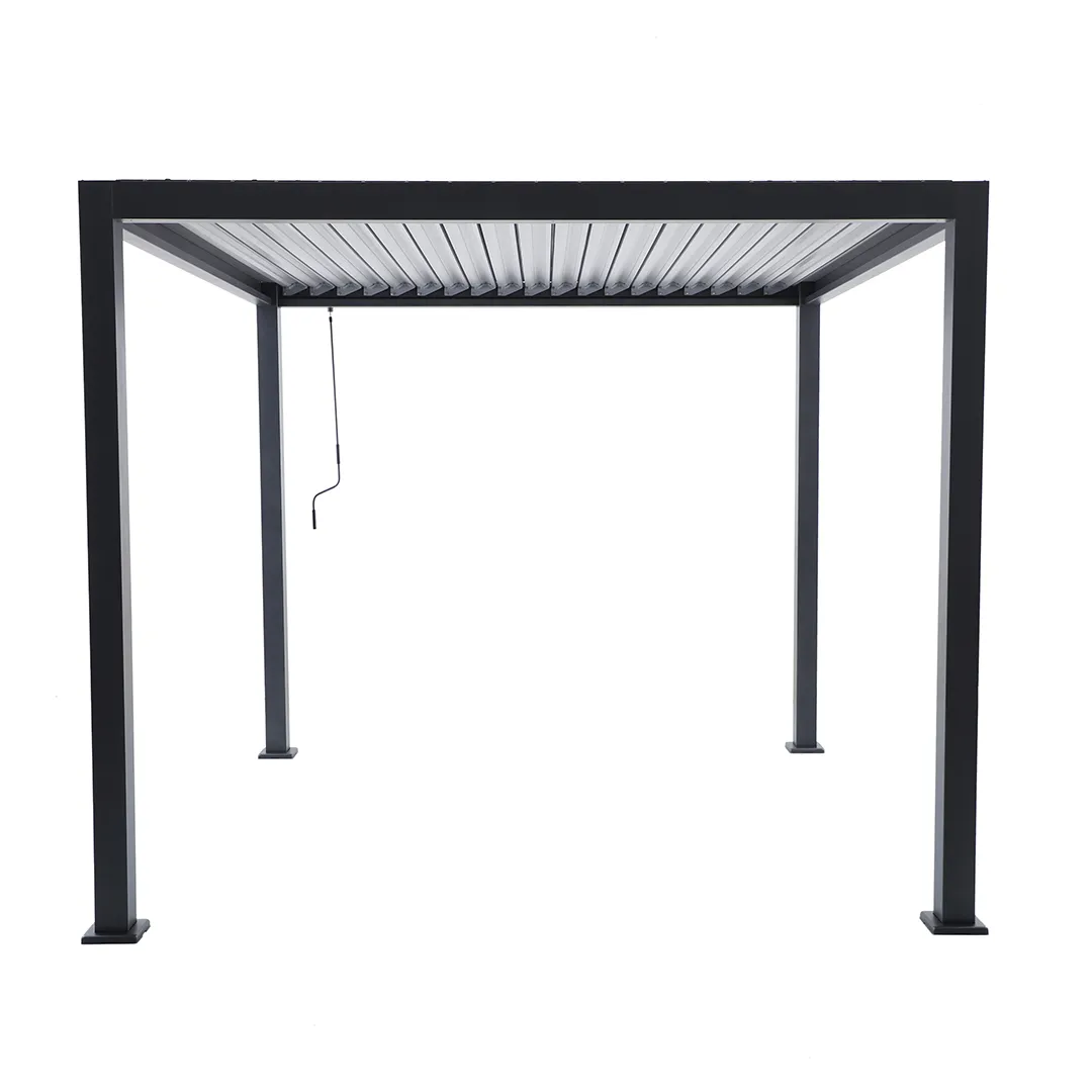 Pergola bioclimatique autoportante alu acier 3x3m coloris anthracite