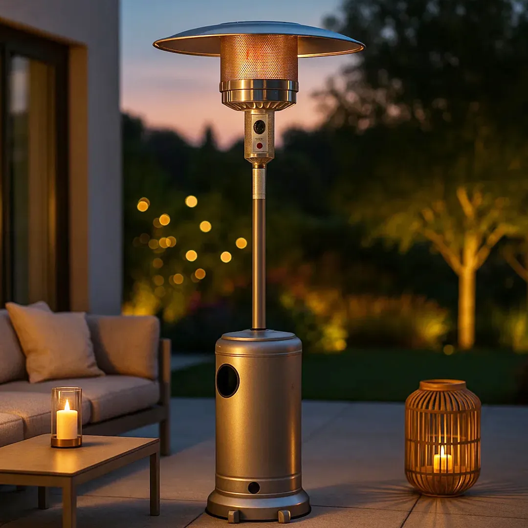 Parasol chauffant au gaz 13 KW Gris aluminium