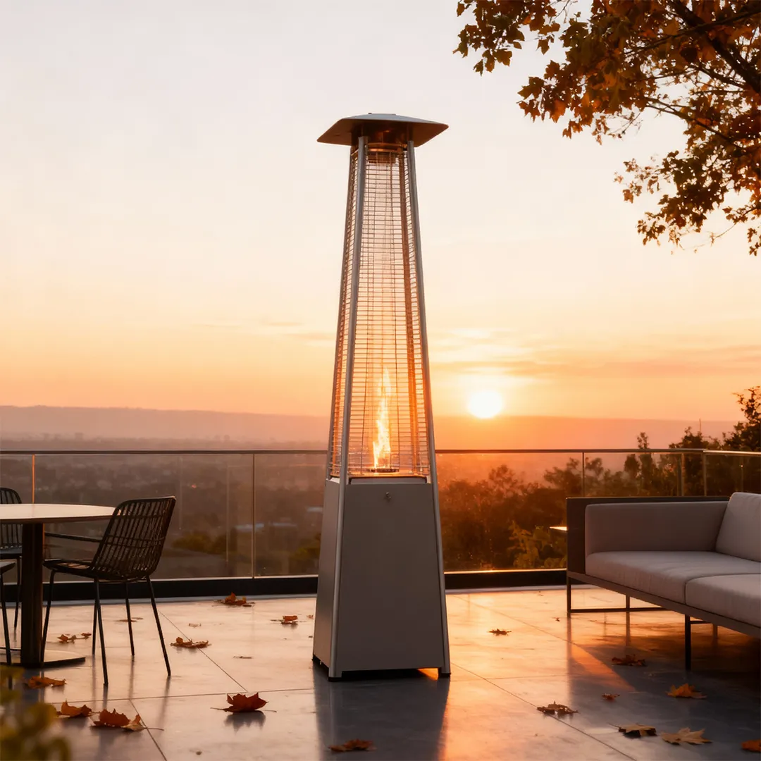 Parasol chauffant PYRAMIDE 13KW gris aluminium