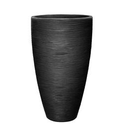 Pot de fleurs carré haut en plastique GROOVE 72L- L 45 cm - Anthracite - OOGarden