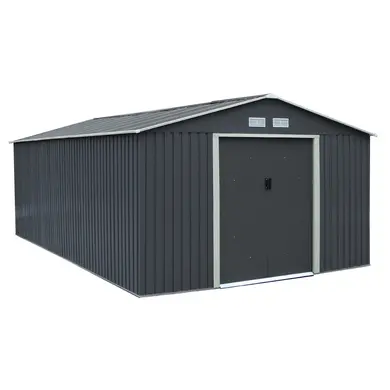 XXL Metall Gerätehaus Garten Schuppen – 192 X 689 X 223 Cm, Schrägdach, Hellgrau, Wetterfest