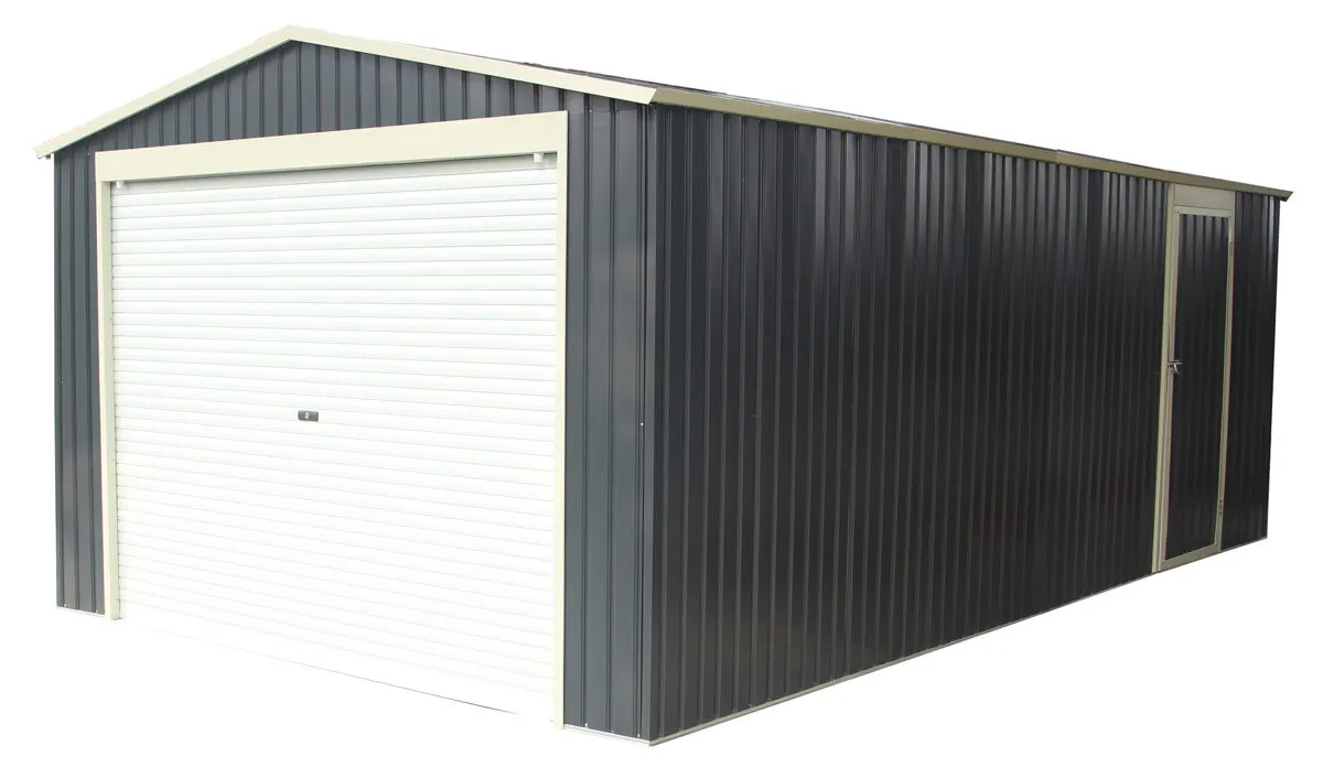Garage en métal 19,5 m2 gris anthracite Herbert avec porte enroulable