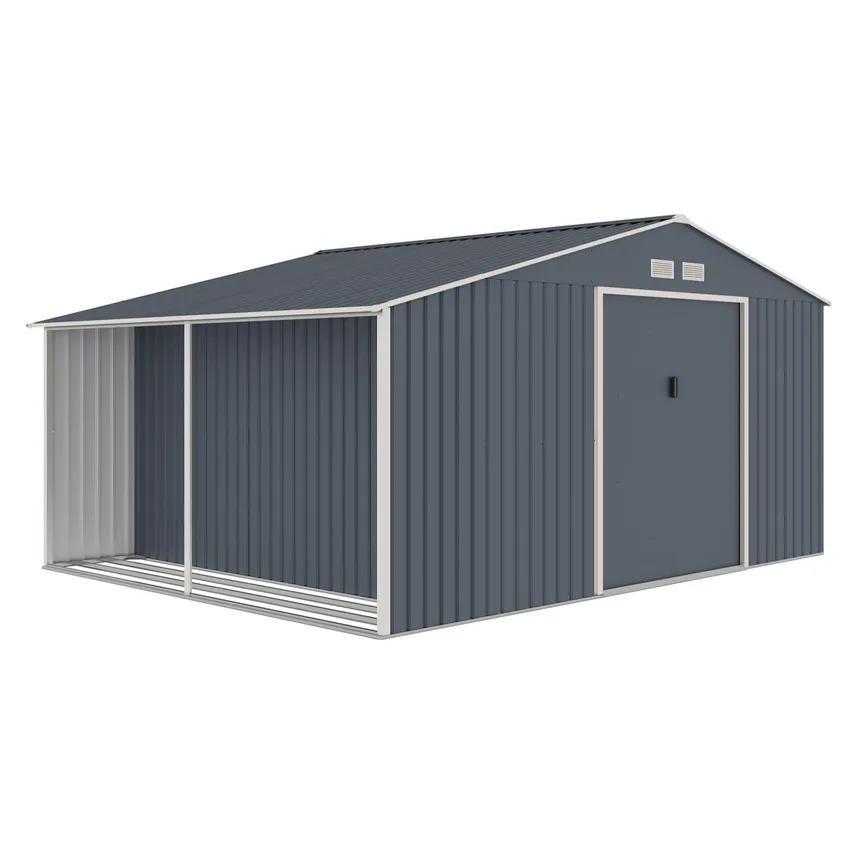 Abri de Jardin MÃ©tal 13 mÂ² avec BÃ»cher 3 StÃ¨res  Gris Anthracite