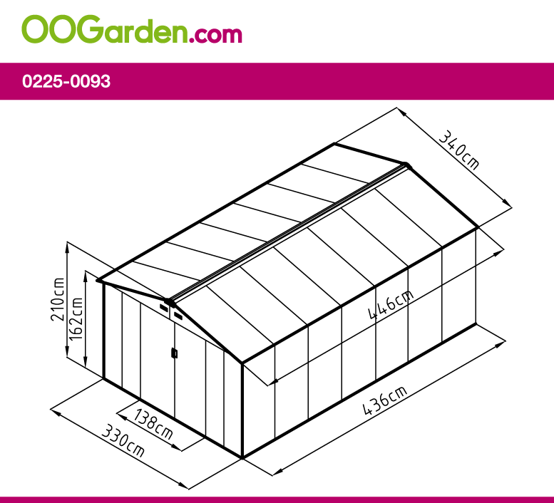 Abri de jardin en métal 15.16 m² et kit d'ancrage - OOGarden