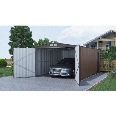 Garage En M tal Imitation Bois De 18m Ancrage OOGarden garage-en-m-tal-imitation-bois-de-18m-ancrage-oogarden