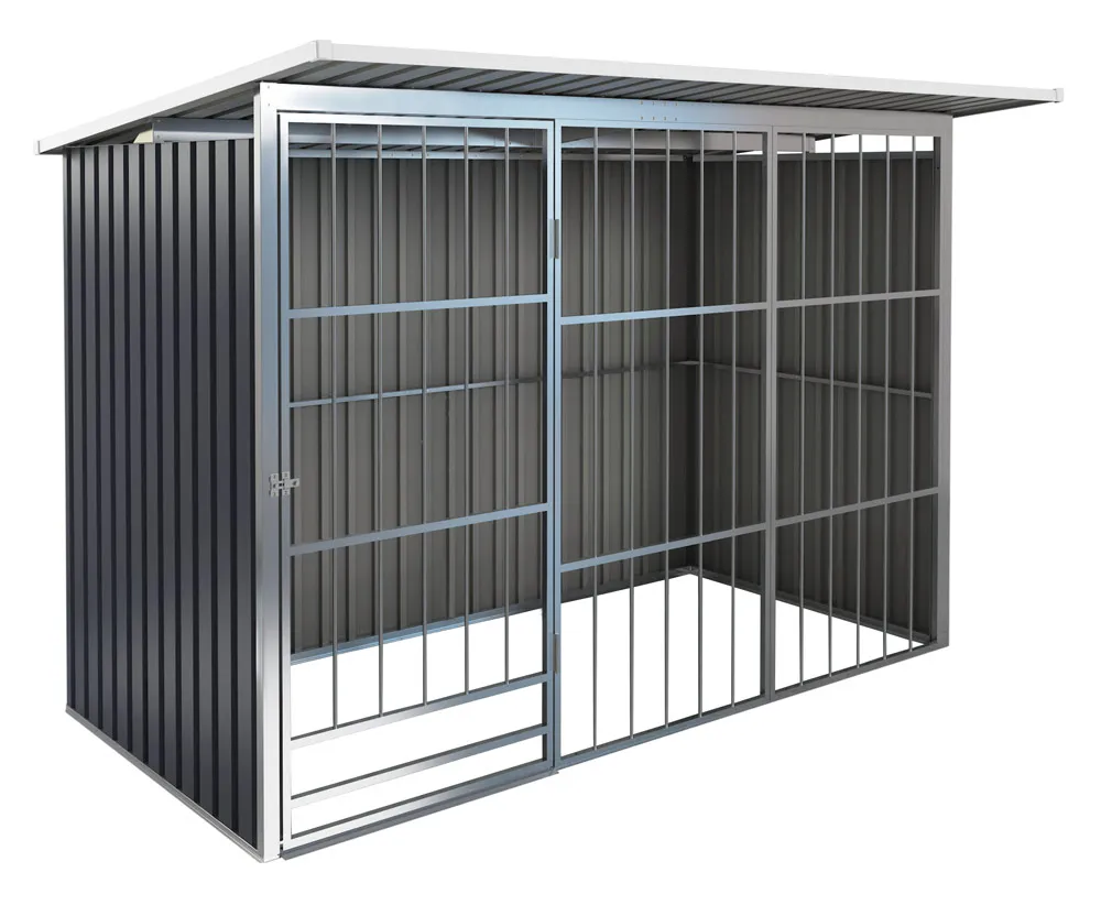 Chenil MÃ©tallique Pour Chien 4mÂ² Avec FaÃ§ade Barreaux Gris