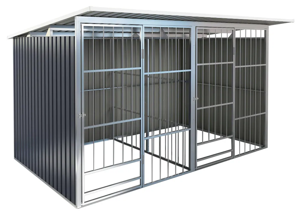 Chenil MÃ©tallique Pour Chien 9mÂ² FaÃ§ade Barreaux Gris