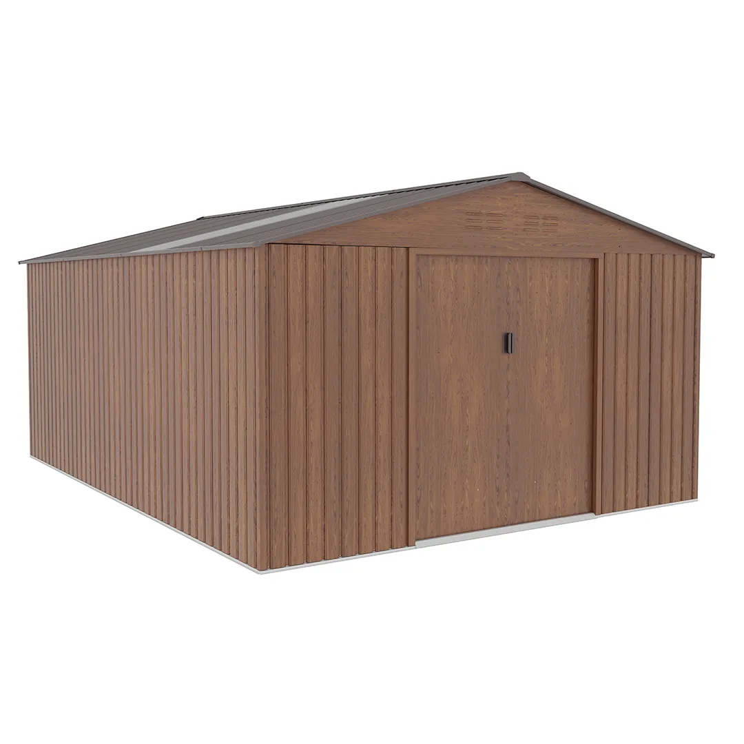 Abri de jardin mÃ©tal imitation bois 15mÂ² avec puits de lumiÃ¨re