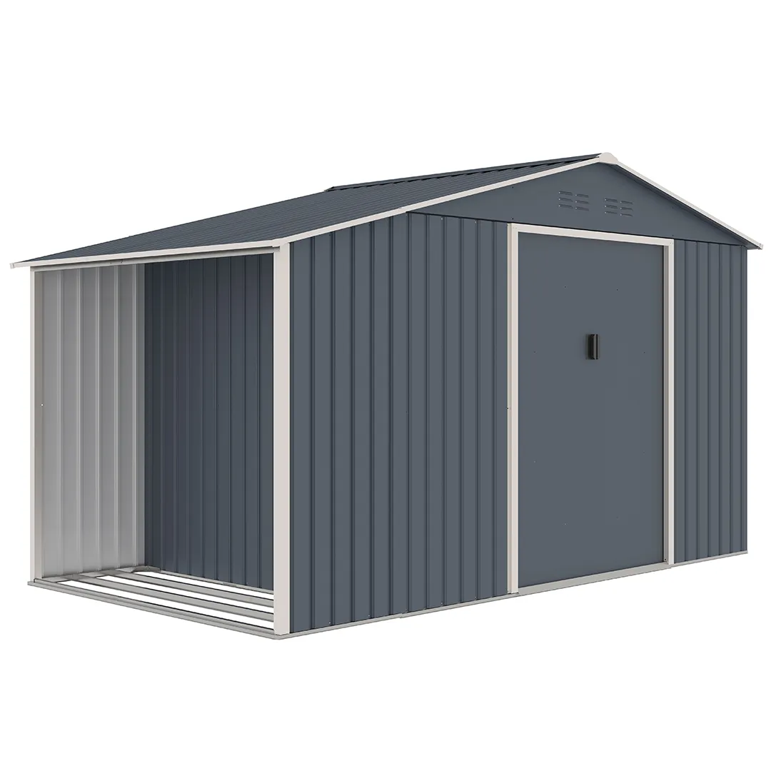 Abri de jardin en mÃ©tal 6.5 mÂ² avec bÃ»cher, Gris anthracite