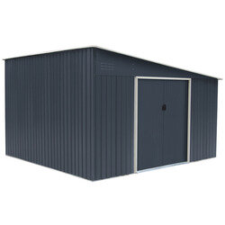 Abri métal de jardin 11m2 adossable Gris - OOGarden