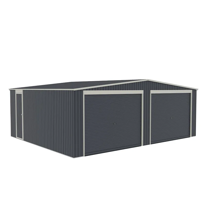 Garage en mÃ©tal double 32m2 gris anthracite   double porte enroulable