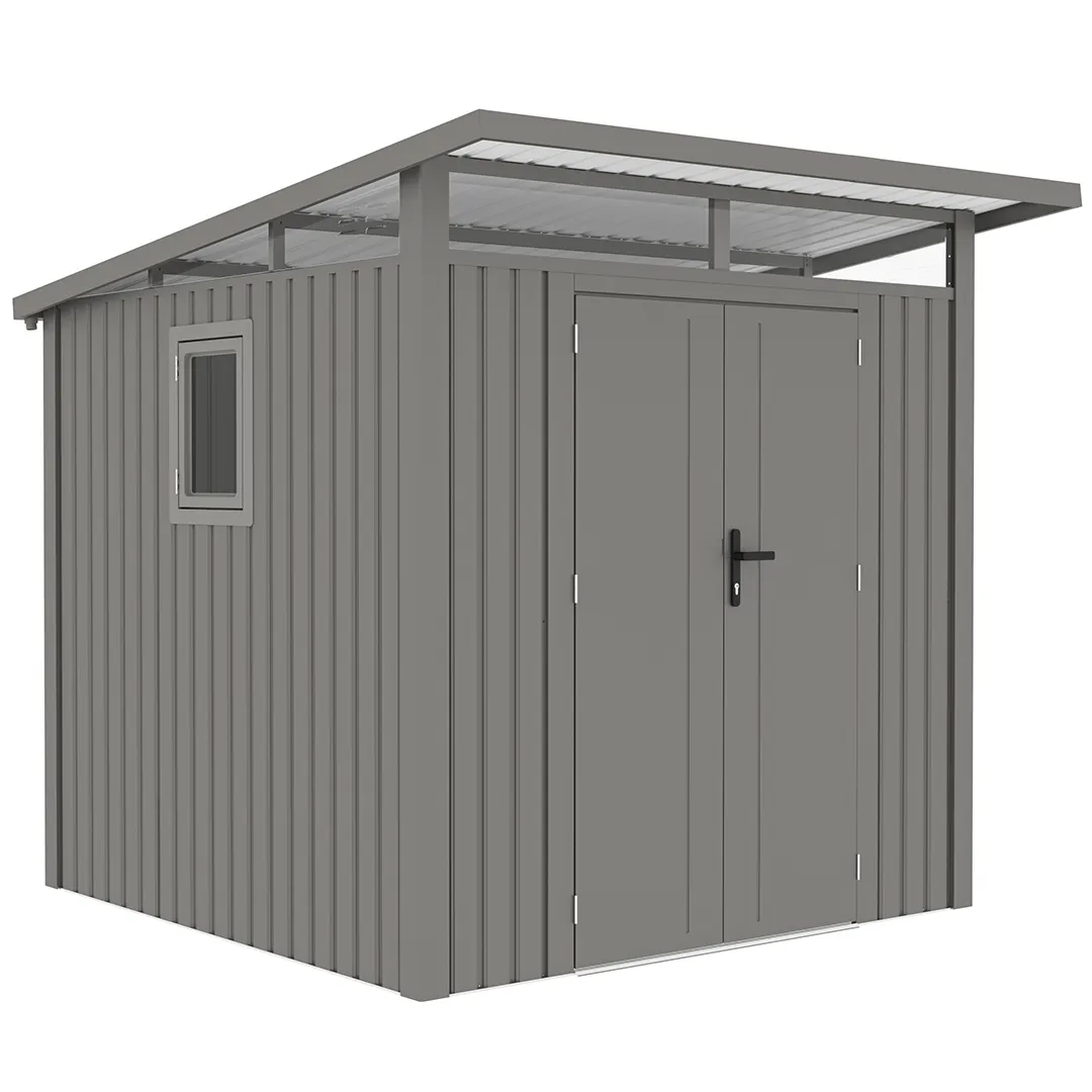 Abri de Jardin en Métal 5,7 m² Gris Aluminium - Robuste et Moderne