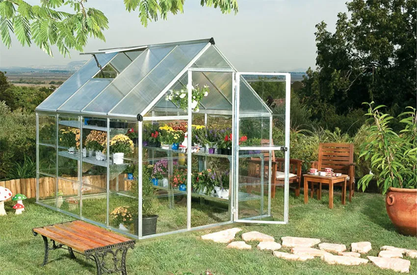 Serre de Jardin 4,6mÂ² Grise - Palram Hybrid Polycarbonate Transparent