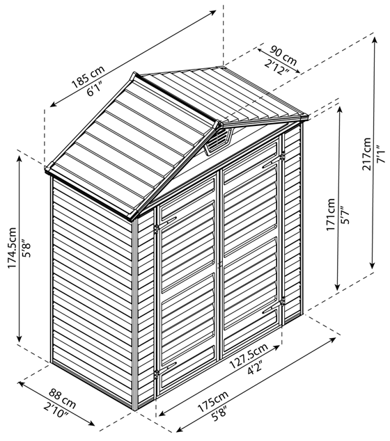 Abri de jardin résine 2m² Gris - SKYLIGHT 6x3 - OOGarden