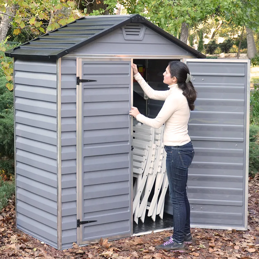 Abri de Jardin en RÃ©sine 2mÂ² SKYLIGHT 6x3 Gris avec Plancher inclus