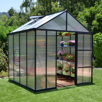 Serre de jardin polycarbonate 6m² premium glory anthracite