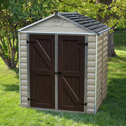 Abri de Jardin en Résine 2,8m² SKYLIGHT 6x5 Beige & Brun avec Plancher - CANOPIA