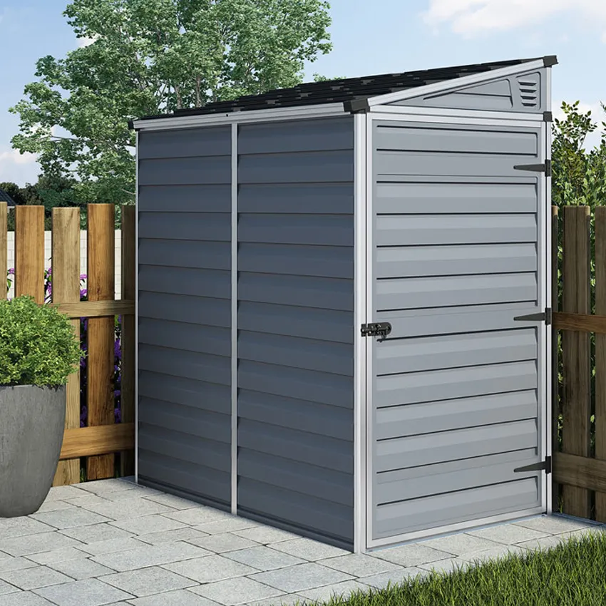 Abri de Jardin en RÃ©sine 2mÂ² SKYLIGHT 4x6 Gris adossable avec plancher