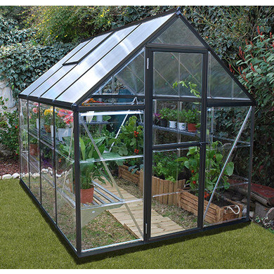 Serre de jardin polycarbonate transparent 4,6m² anthracite