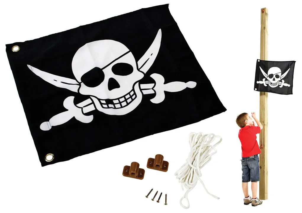 Fahne mit Hiss System zur Montage am Spielturm Piratenflagge