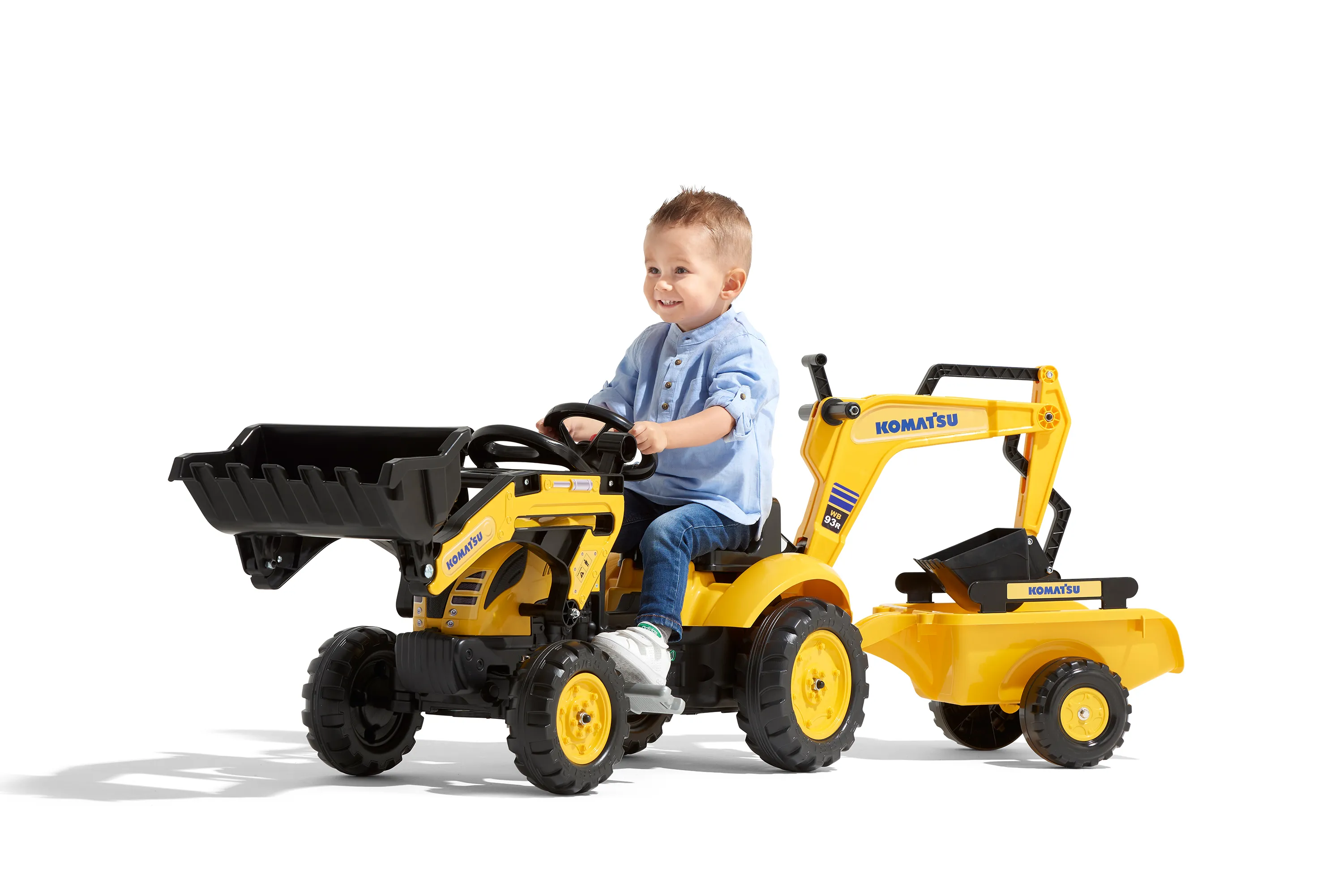 Tractopelle à pédales Komatsu avec excavatrice et remorque 2 à 5 ans