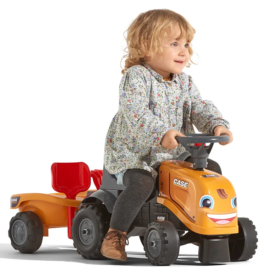 Rutscher für Kinder Traktor Case CE mit Anhänger orange