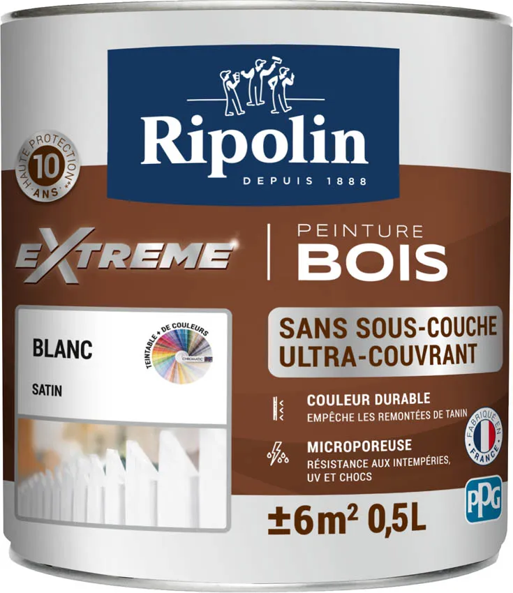 Peinture pour bois RIPOLIN Blanc 0.5L