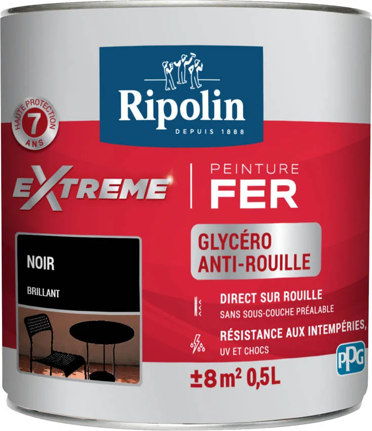 Peinture pour fer RIPOLIN Noir Brilant 0.5L