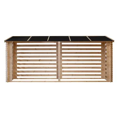 Abri Bûches en Bois 10 stères XL - Madriers 19 mm, Toit Bitumé - OOGarden