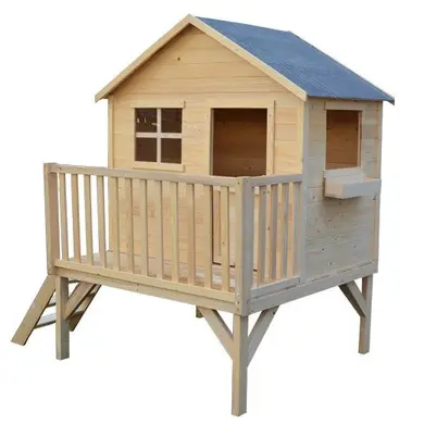 IDMarket – Maisonnette En Bois ADVENTURE – 110x95x130 Cm – Cabane Extérieure Avec Jardinières – Dès 3 Ans