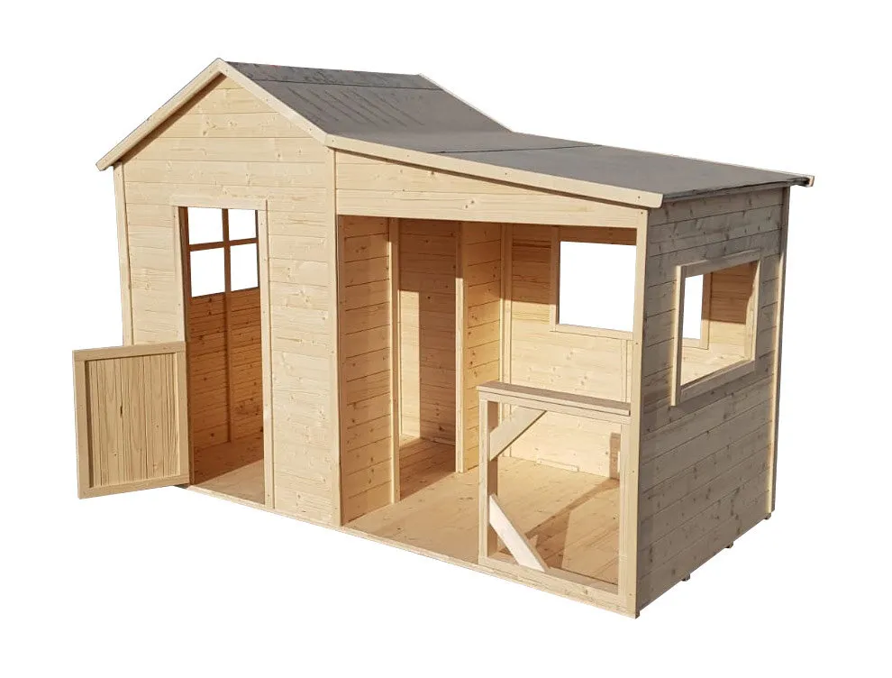 Kinderspielhaus GABY aus Holz mit Veranda