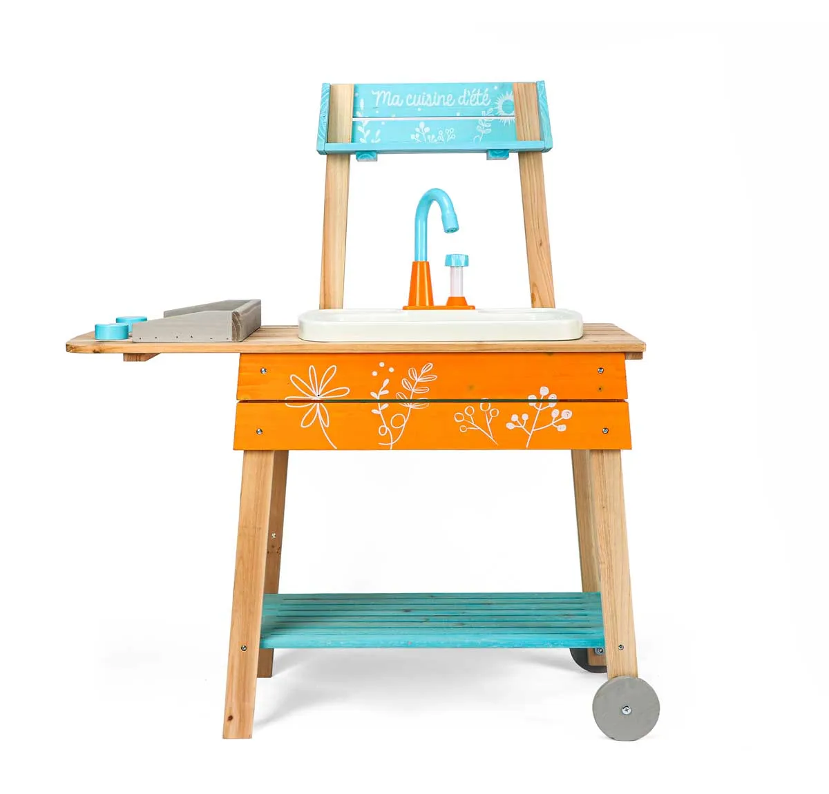 Cuisine en bois peint pour enfant 3 ans et plus bleu et orange