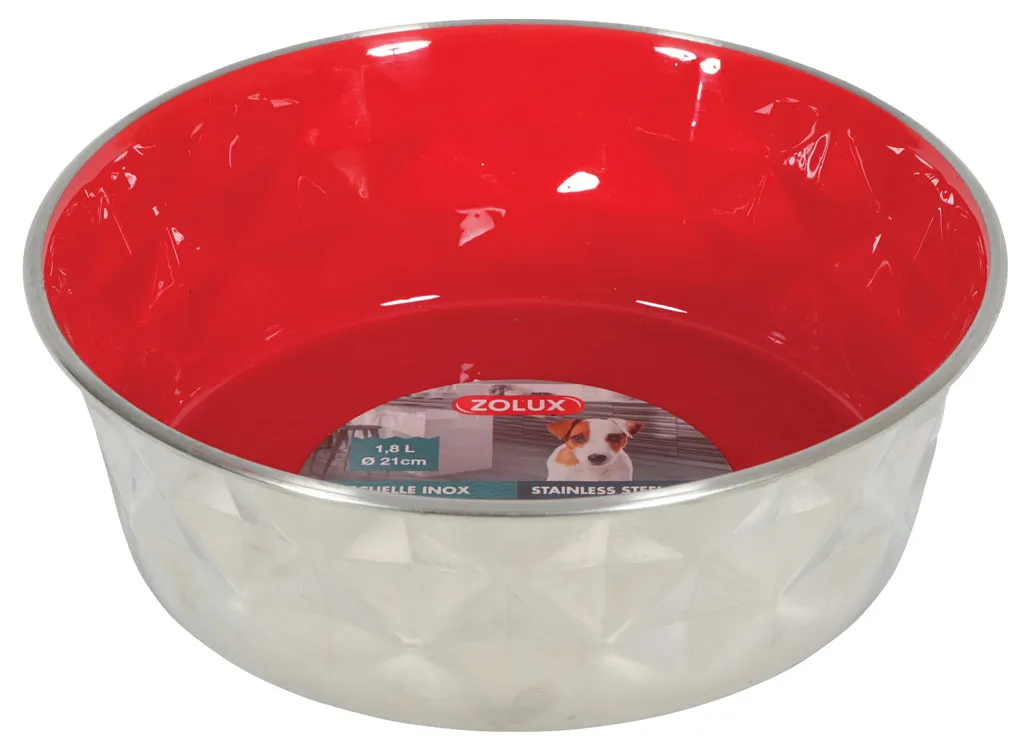 Gamelle en inox rouge antidérapante Diamonds 1,8L